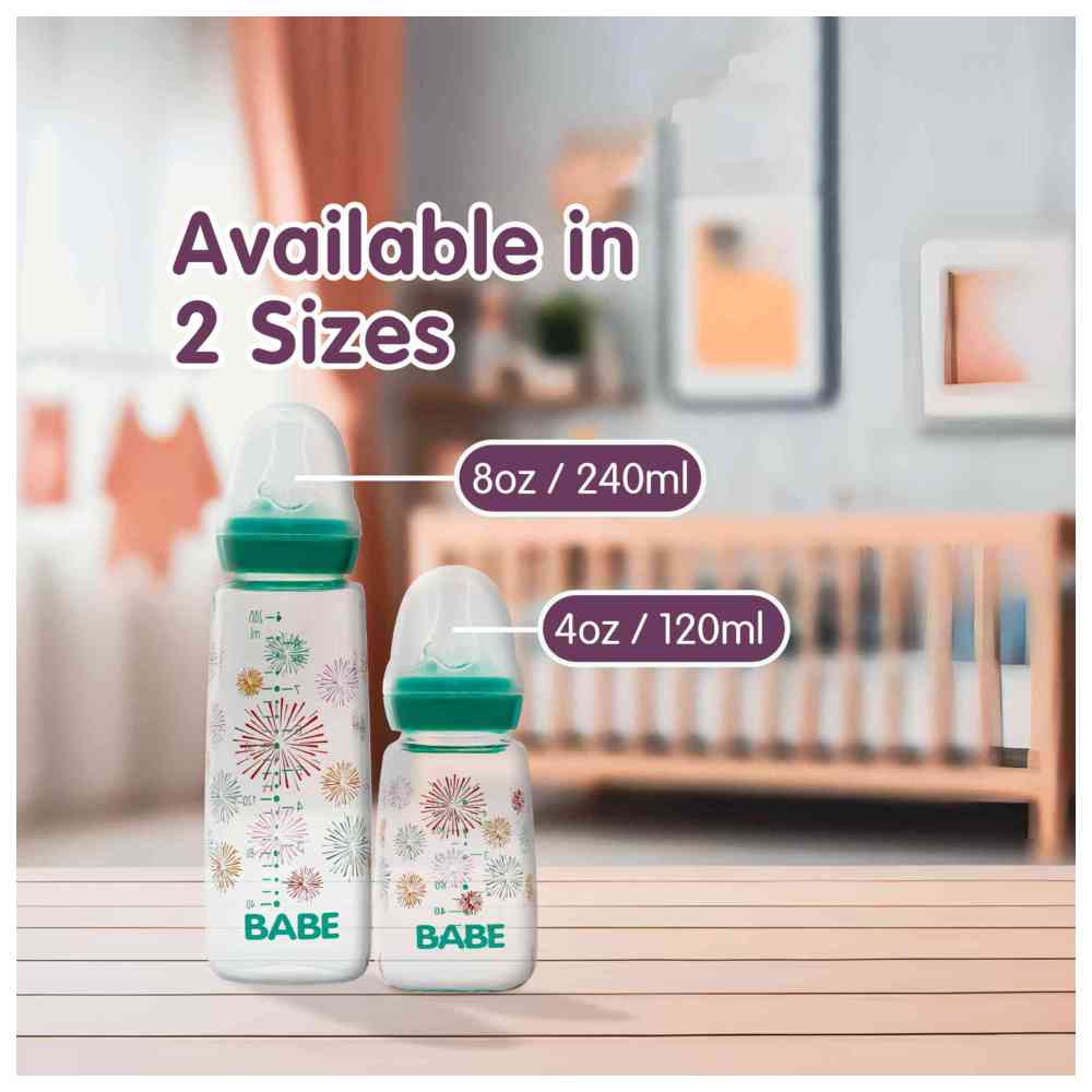 بيبي - زجاجة رضاعة زجاجية مربعة للأطفال - 120 مل