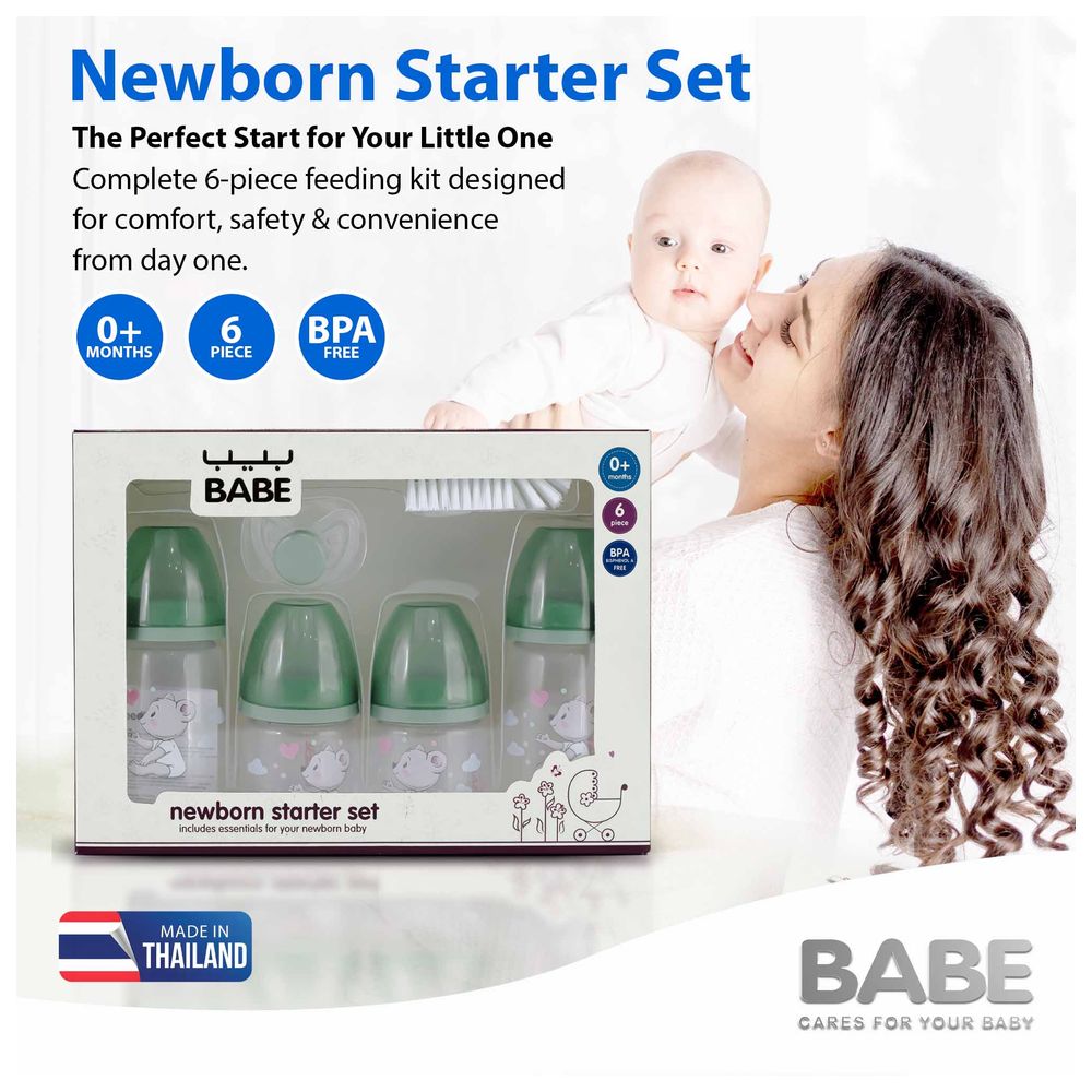 Babe - Newborn Starter Set - Green/Clear - 6 Pcs