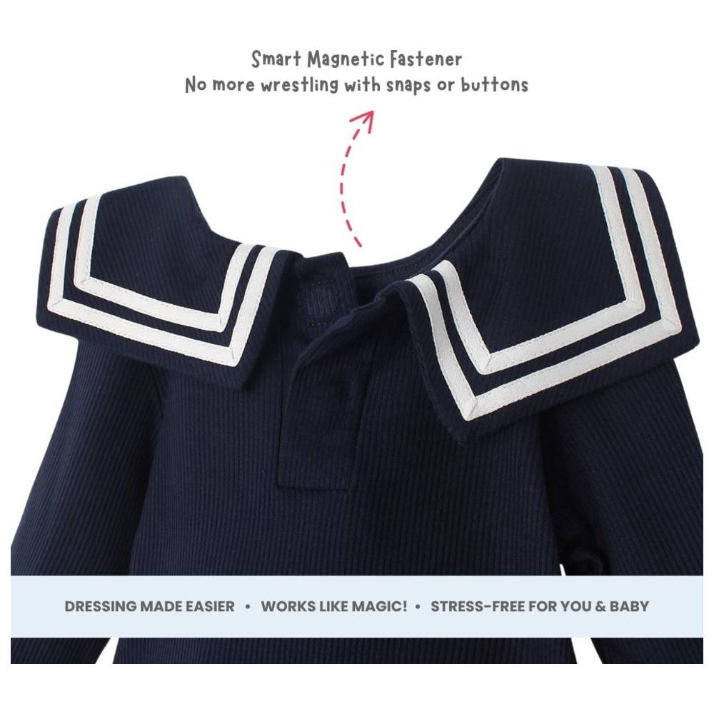 Atlas & Maya - Iconic Nautical Organic Bamboo Bodysuit - Navy Blue