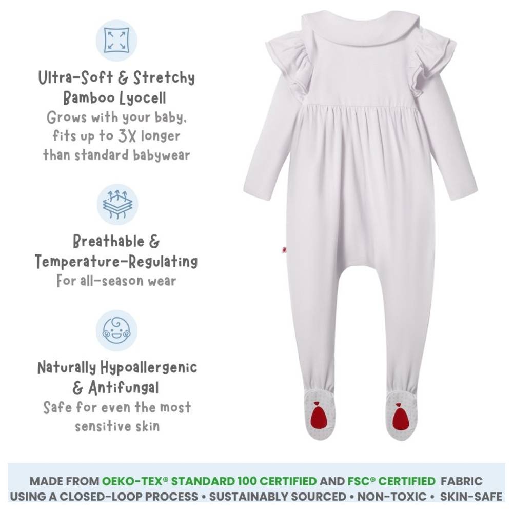 Atlas & Maya - Ruffle Truffle Organic Bamboo Zippy Playsuit - White
