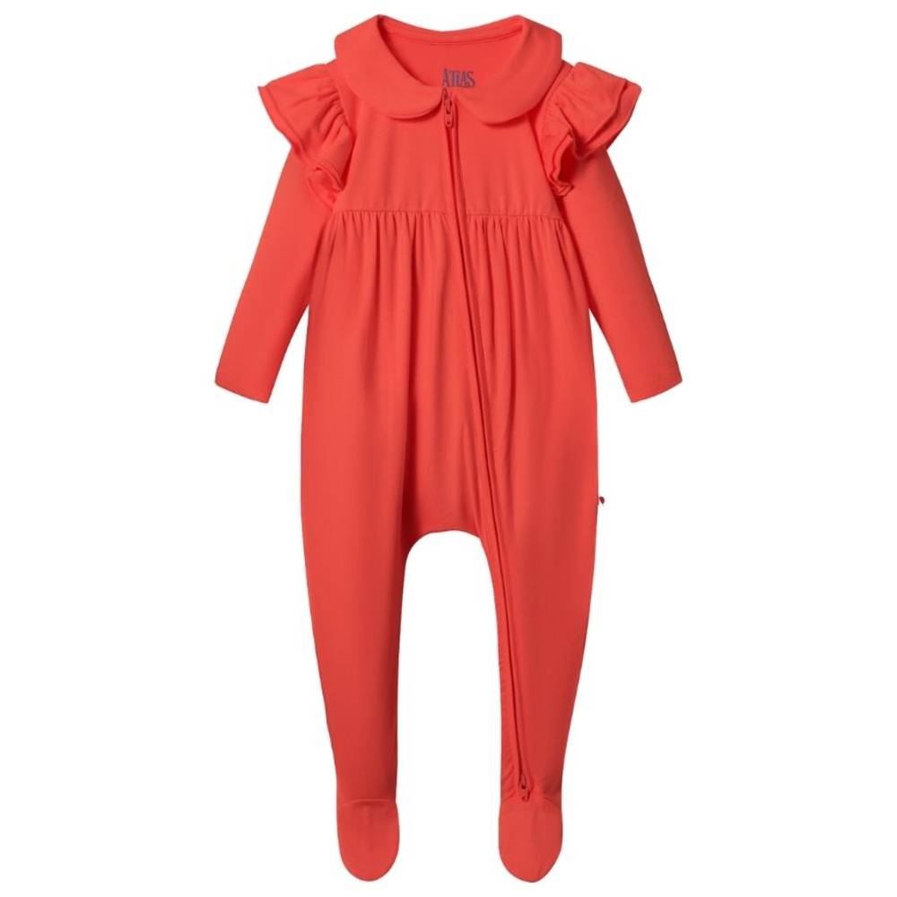 Atlas & Maya - Ruffle Truffle Organic Bamboo Zippy Playsuit - Coral