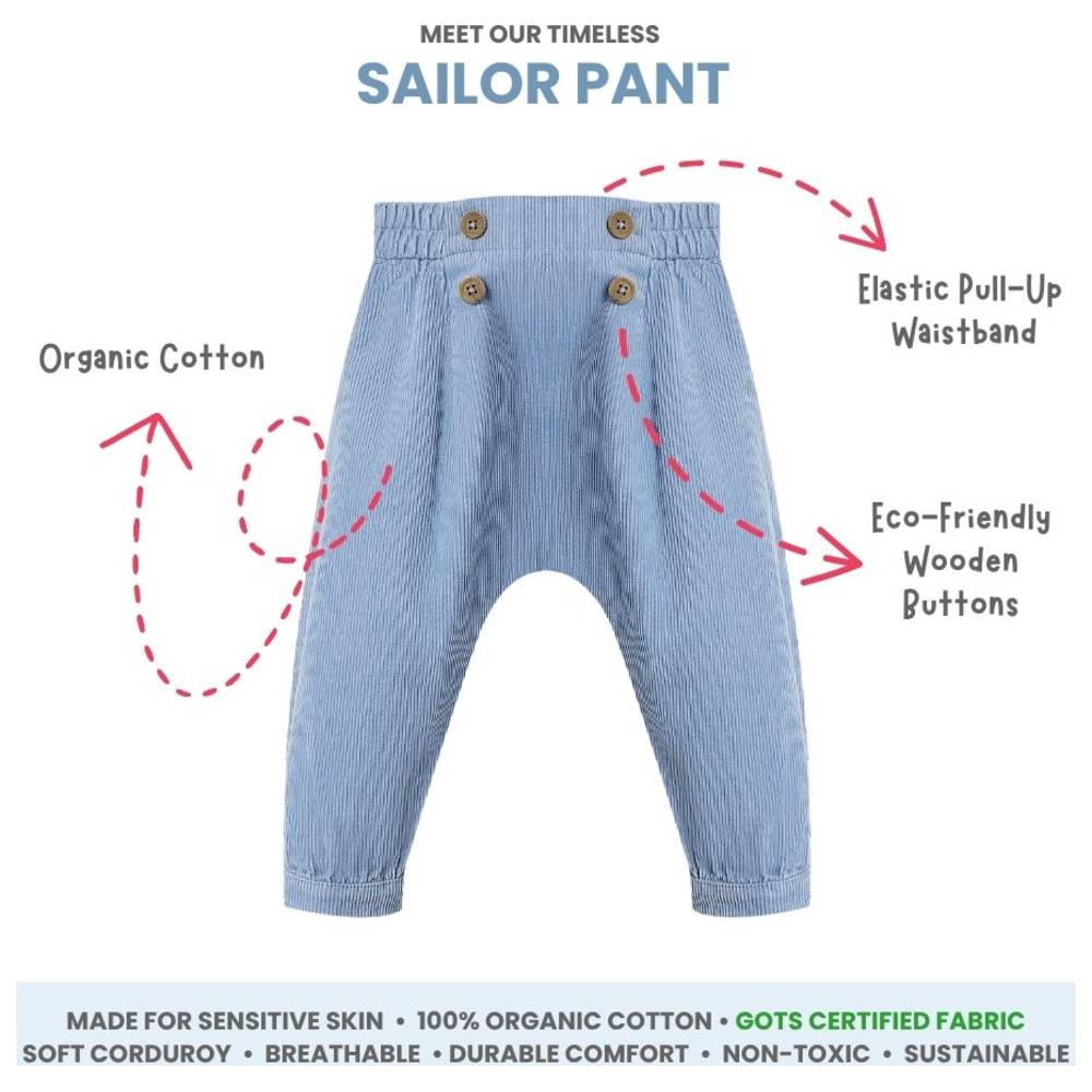 Atlas & Maya - Organic Cotton Sailor Corduroy Pants - Blue