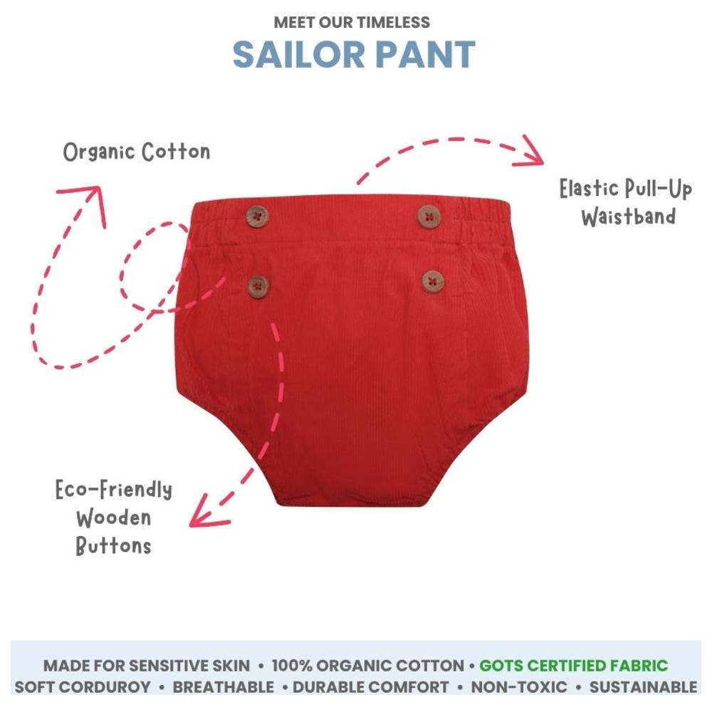 Atlas & Maya - Organic Cotton Sailor Corduroy Shorts - Red