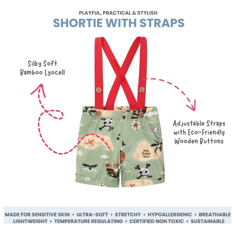 Atlas & Maya - Bamboo Lyocell Shorts With Suspender - Pirate Bay