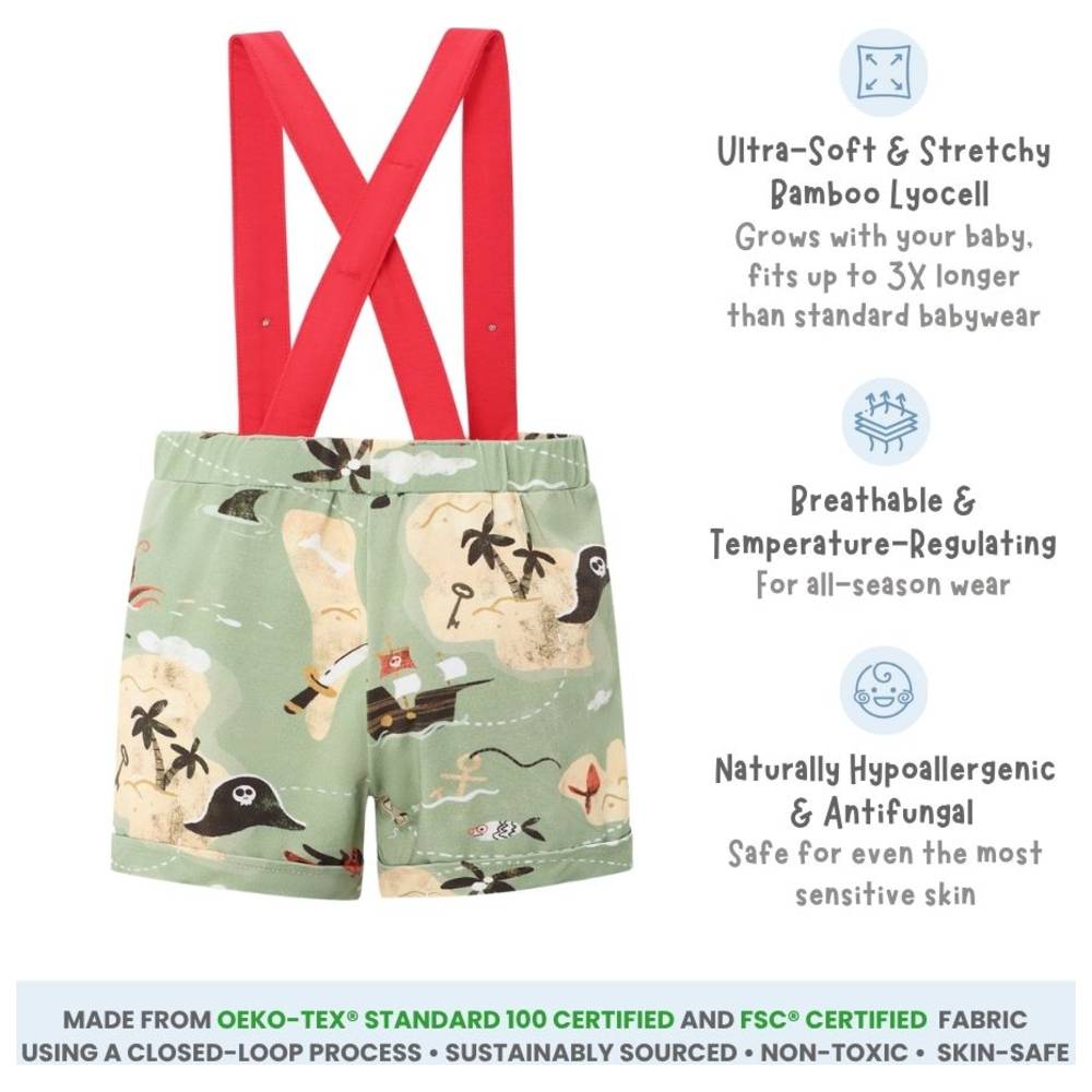 Atlas & Maya - Bamboo Lyocell Shorts With Suspender - Pirate Bay