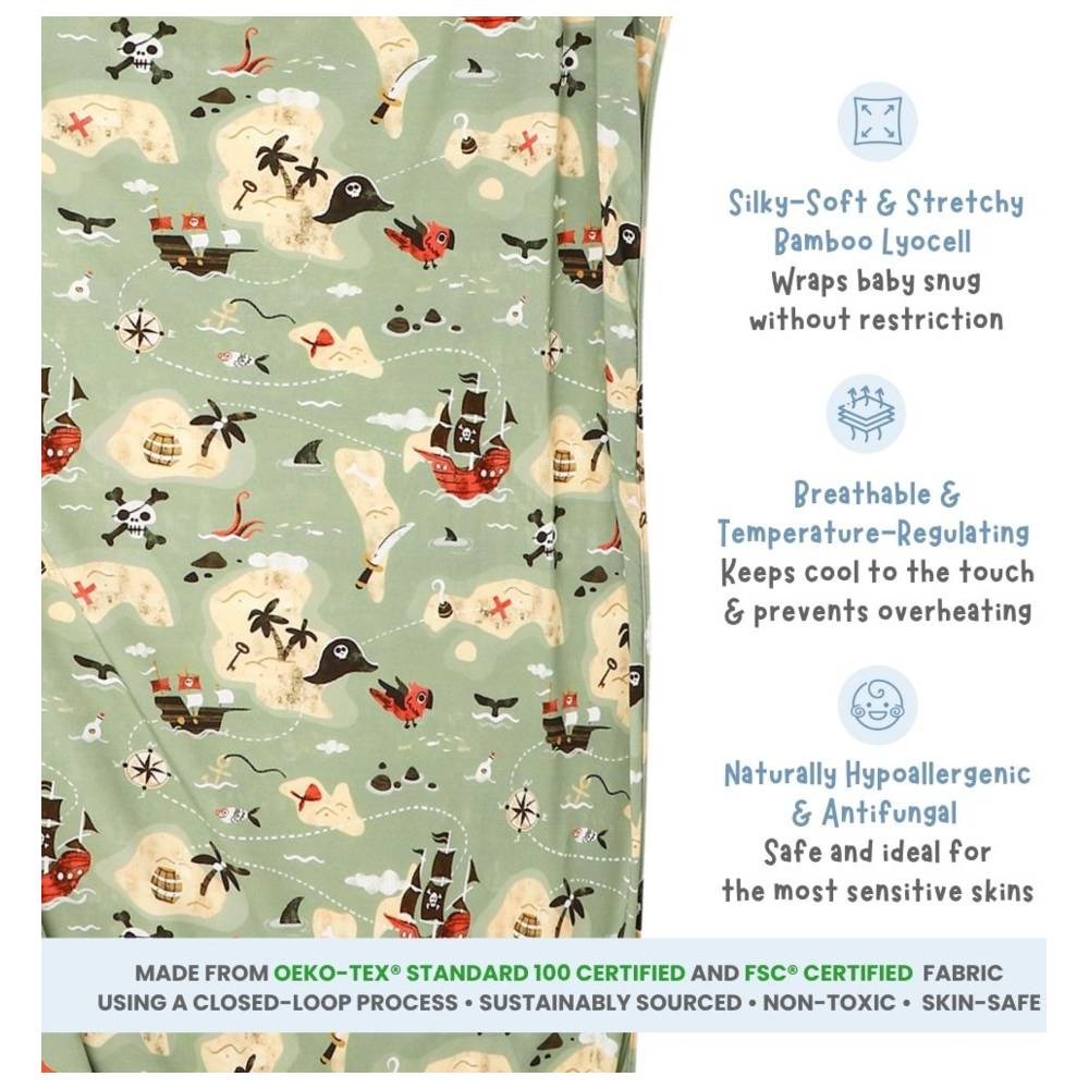 Atlas & Maya - Stretchy Bamboo Multipurpose Swaddle Blanket - Pirate Bay