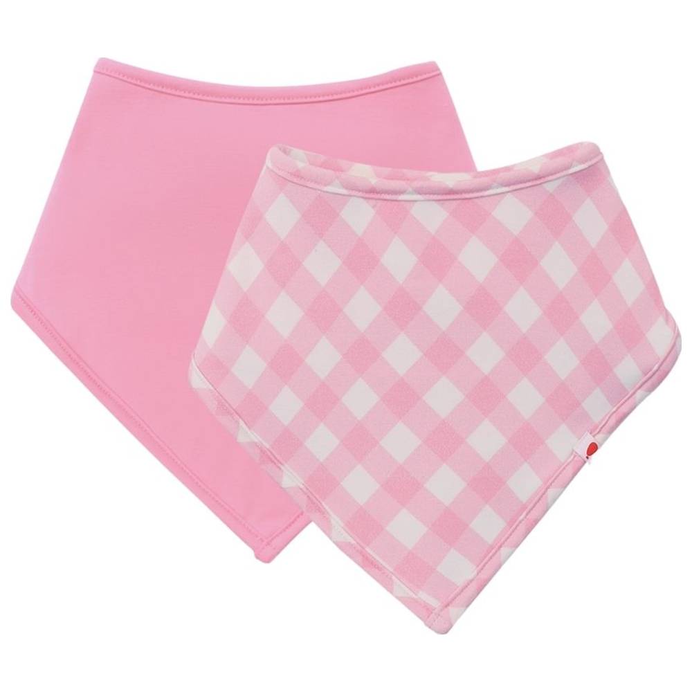 Atlas & Maya - Organic Bamboo Magnetic Bandana Bibs - Blush Gingham/Pink - 2 Pcs