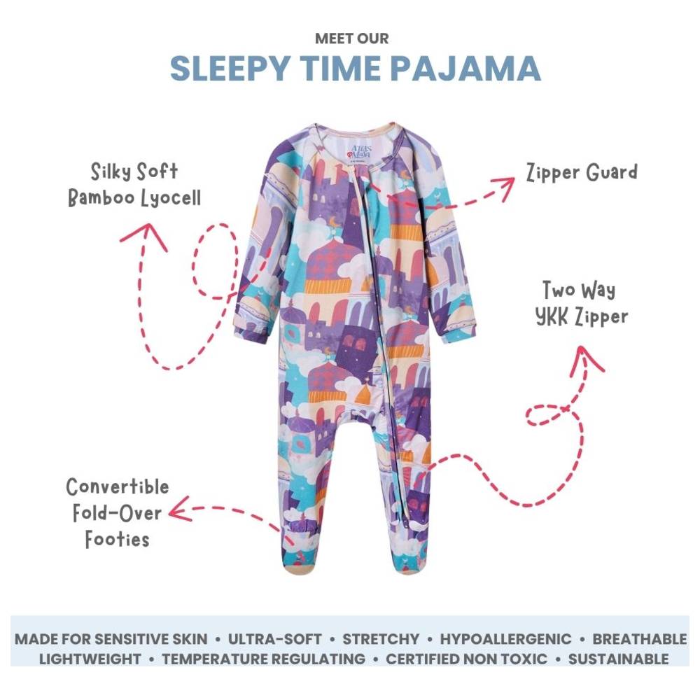 Atlas & Maya - Sleepy Time Organic Bamboo Sleepsuit - Arabian Rooftops