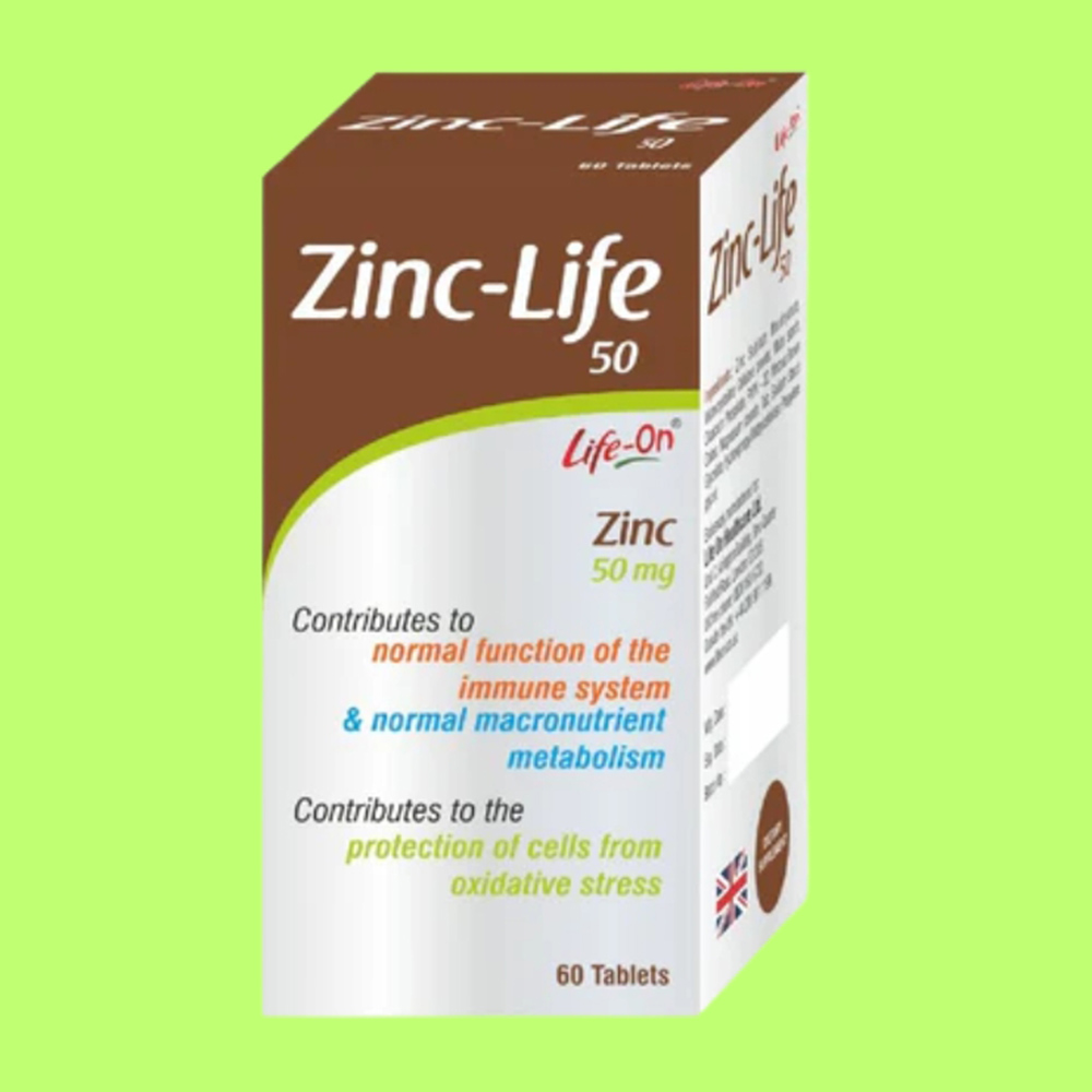 لايف أون - حبوب زنك-لايف 50 ملغ - 60 حبة