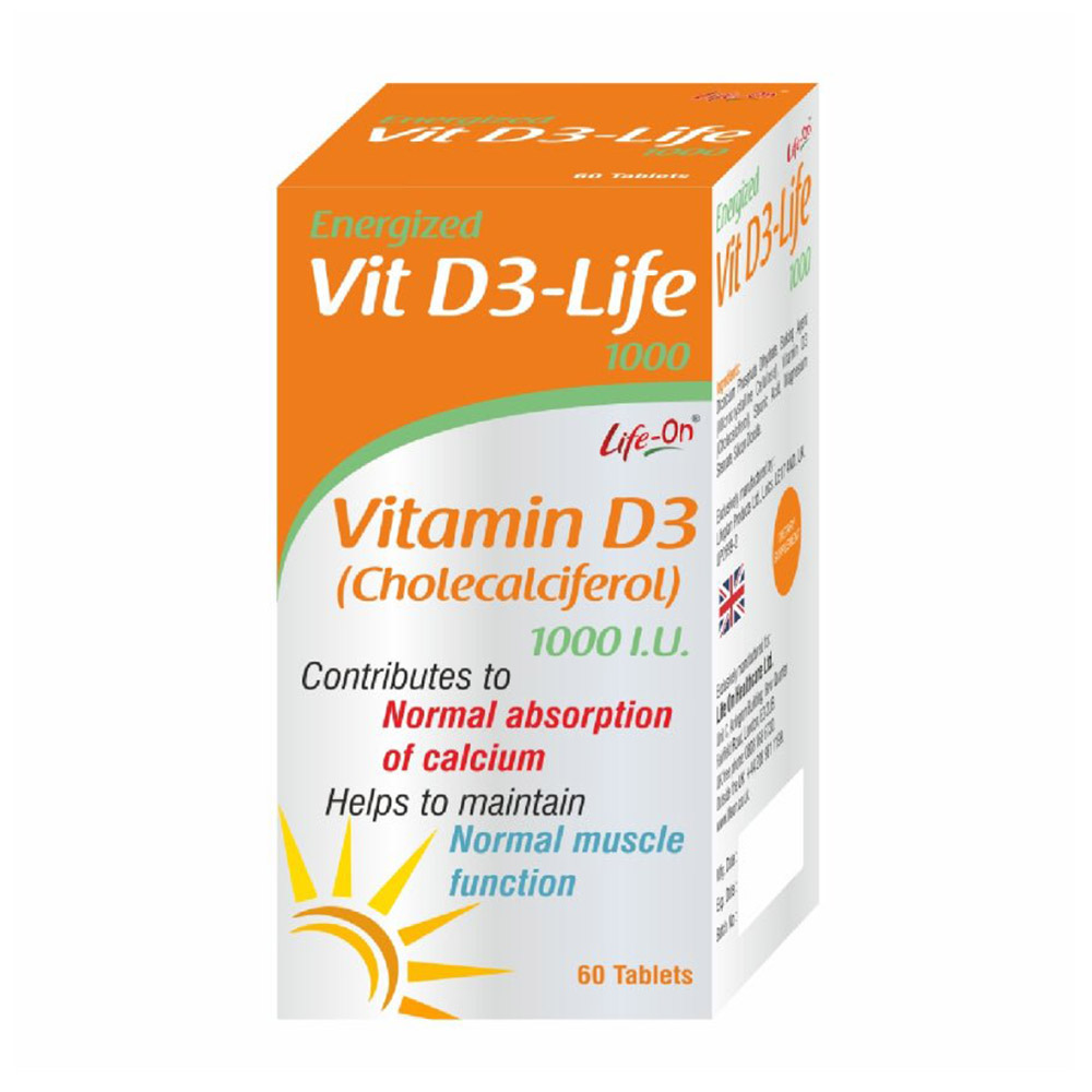 Life On - Energized Vit D3-Life 1000 IU Tablets - 60 Pcs