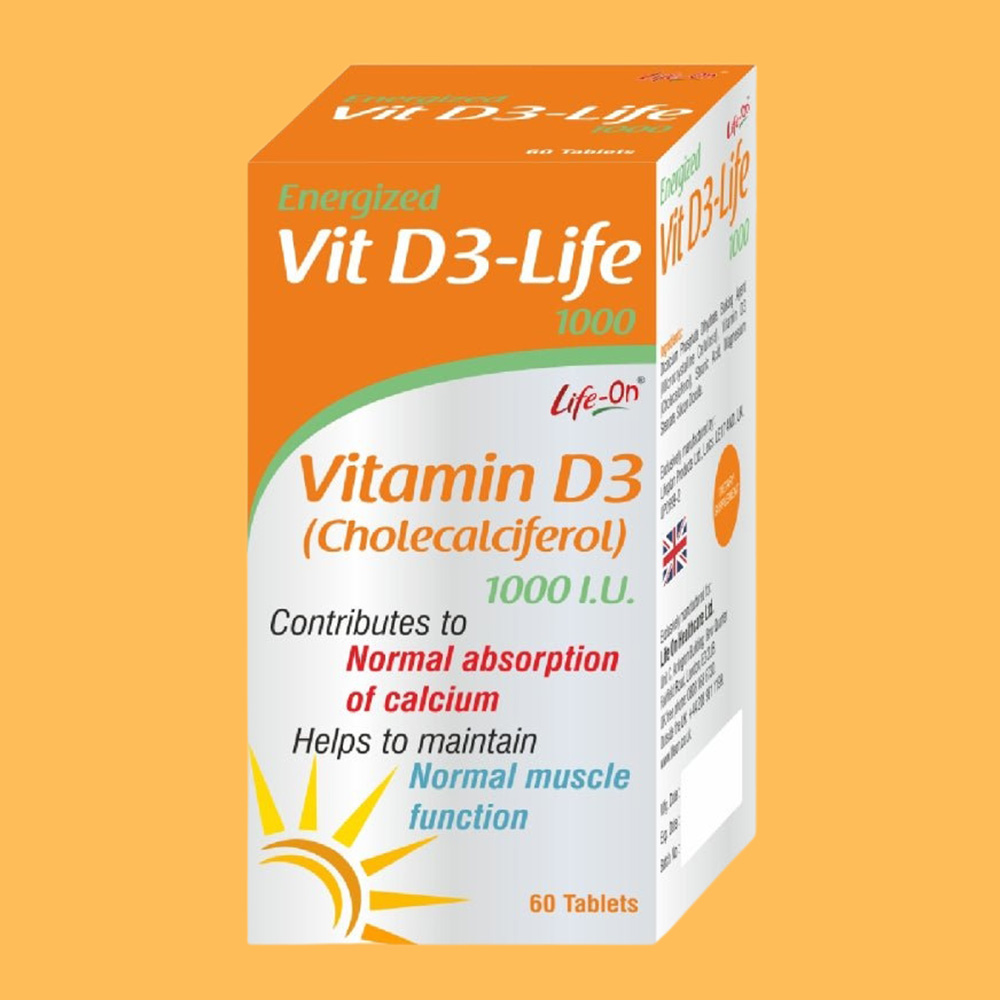 Life On - Energized Vit D3-Life 1000 IU Tablets - 60 Pcs