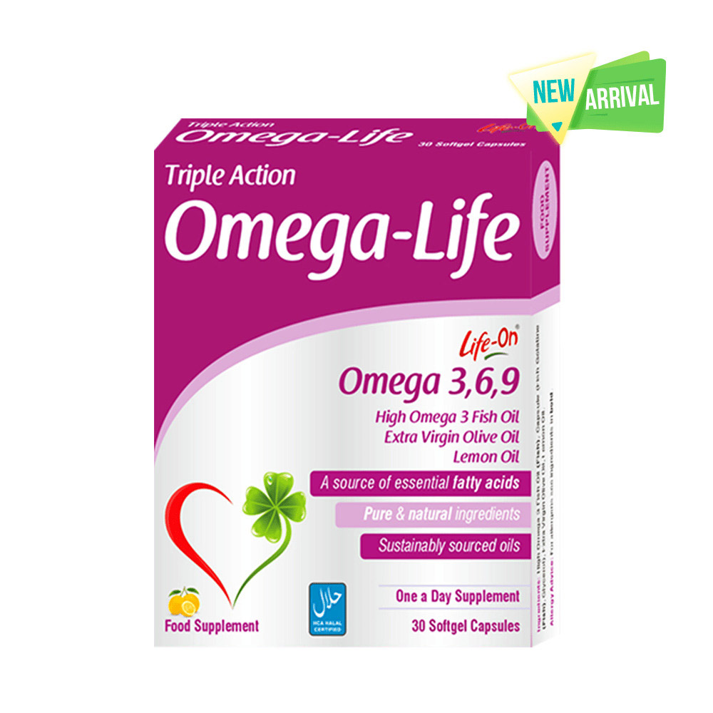 Life On - Triple Action Omega-Life Softgel Capsules - 30 Pcs