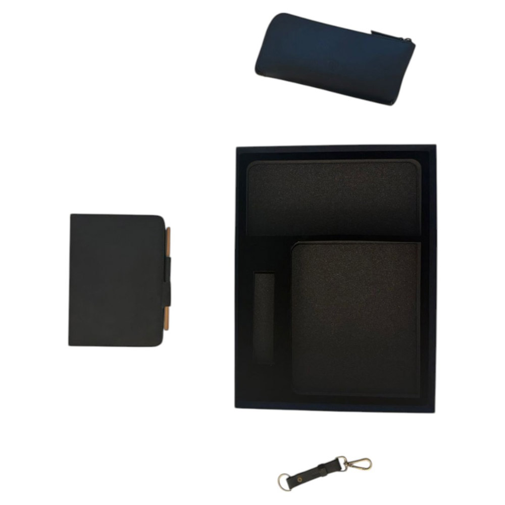 Tohfa Luxe - Premium Leather Desk Gift Set - Black - 3 Pcs