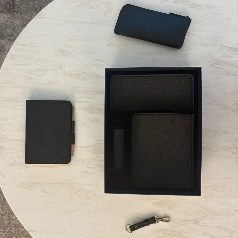 Tohfa Luxe - Premium Leather Desk Gift Set - Black - 3 Pcs