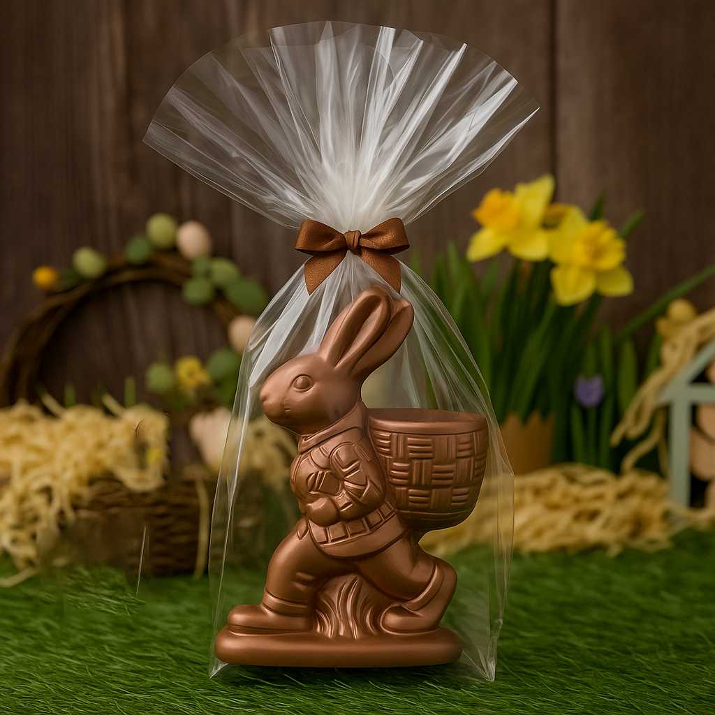 كيام - أرنب شوكولاتة فاخر يمشي ويحمل سلة - 14 سم