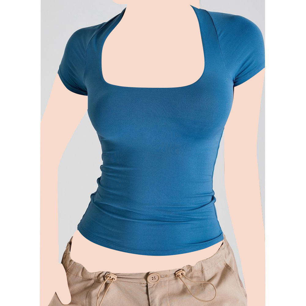 كون - تي شيرت بكم قصير للنساء - أزرق