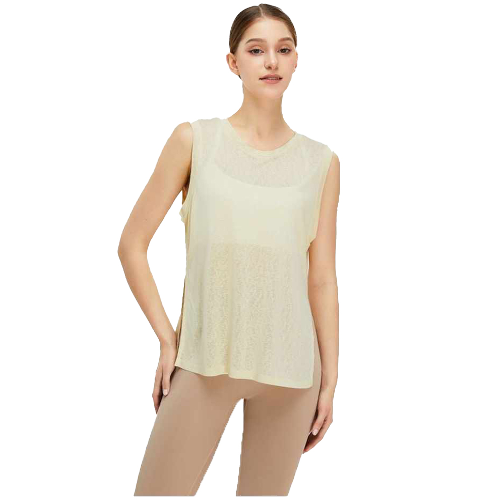 كون - بلوزة كتف واسع بياقة دائرية للنساء - أصفر