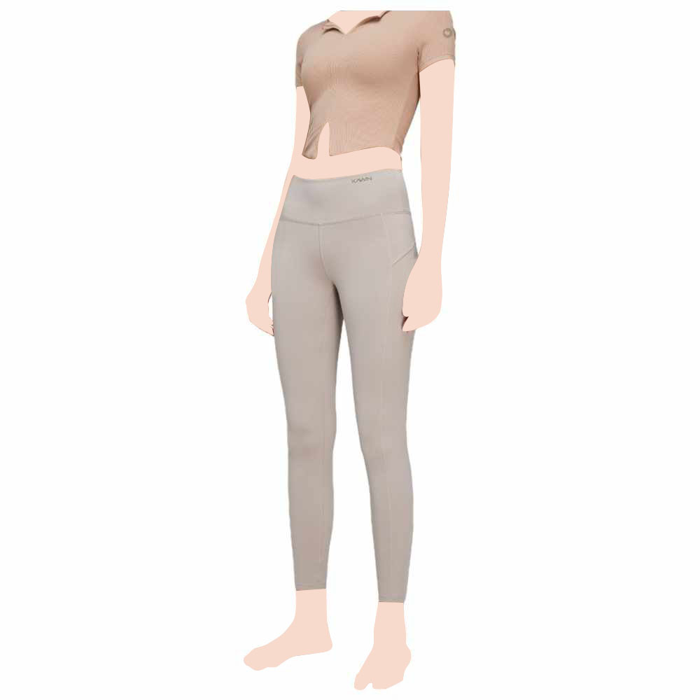 كون - ليقنز رياضي نسائي بخصر متوسط وشد للبطن بدون خياطة - رمادي