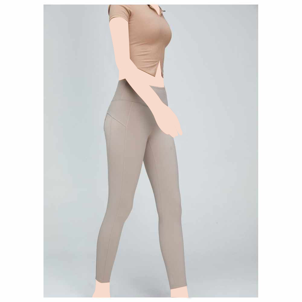 كون - ليقنز رياضي نسائي بخصر متوسط وشد للبطن بدون خياطة - رمادي