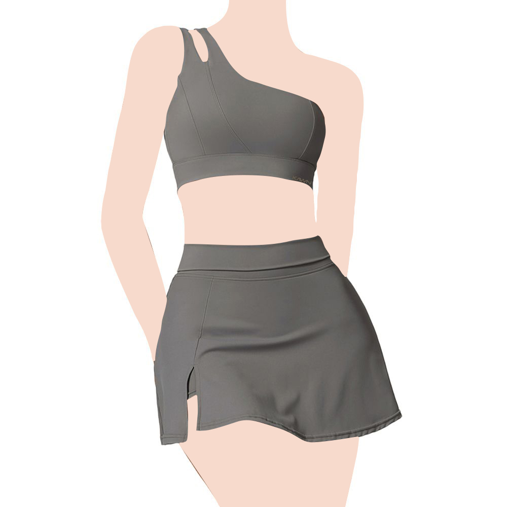 كون - حمالة صدر رياضية نسائية بحزام جانبي - رمادي