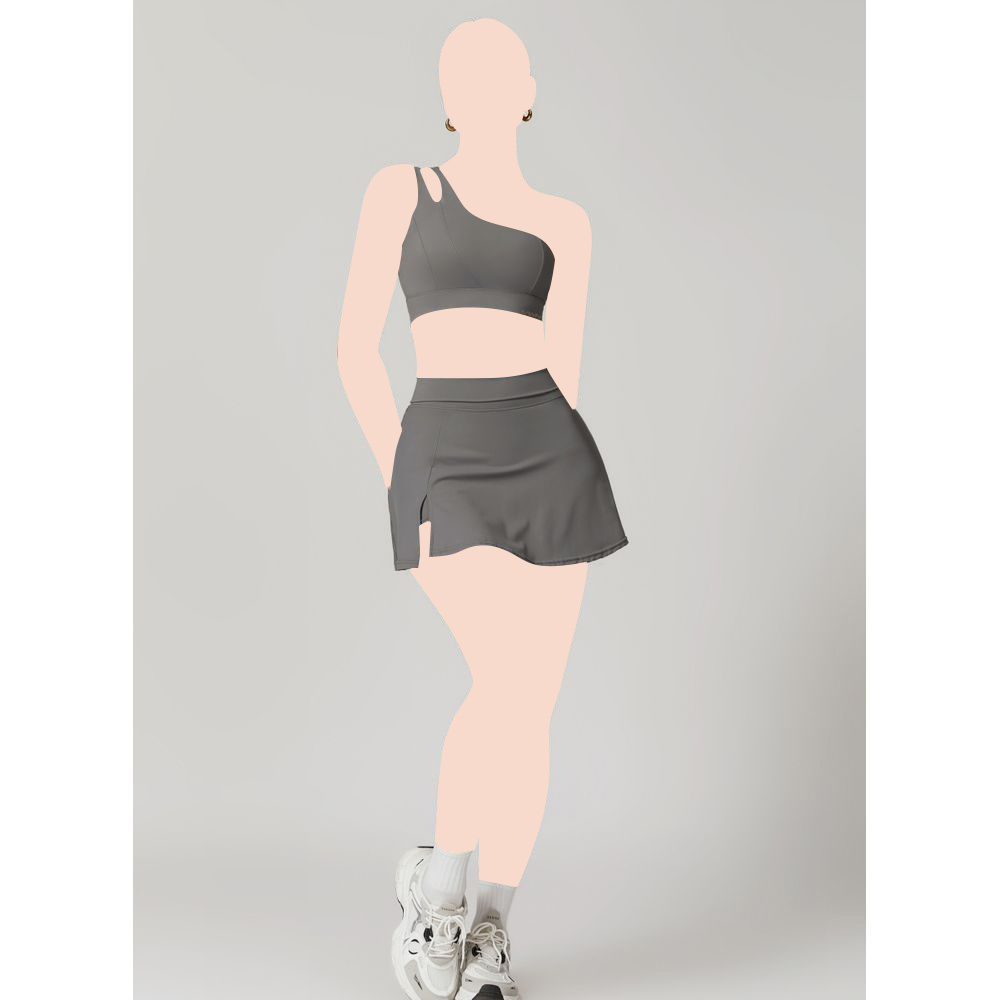 كون - حمالة صدر رياضية نسائية بحزام جانبي - رمادي