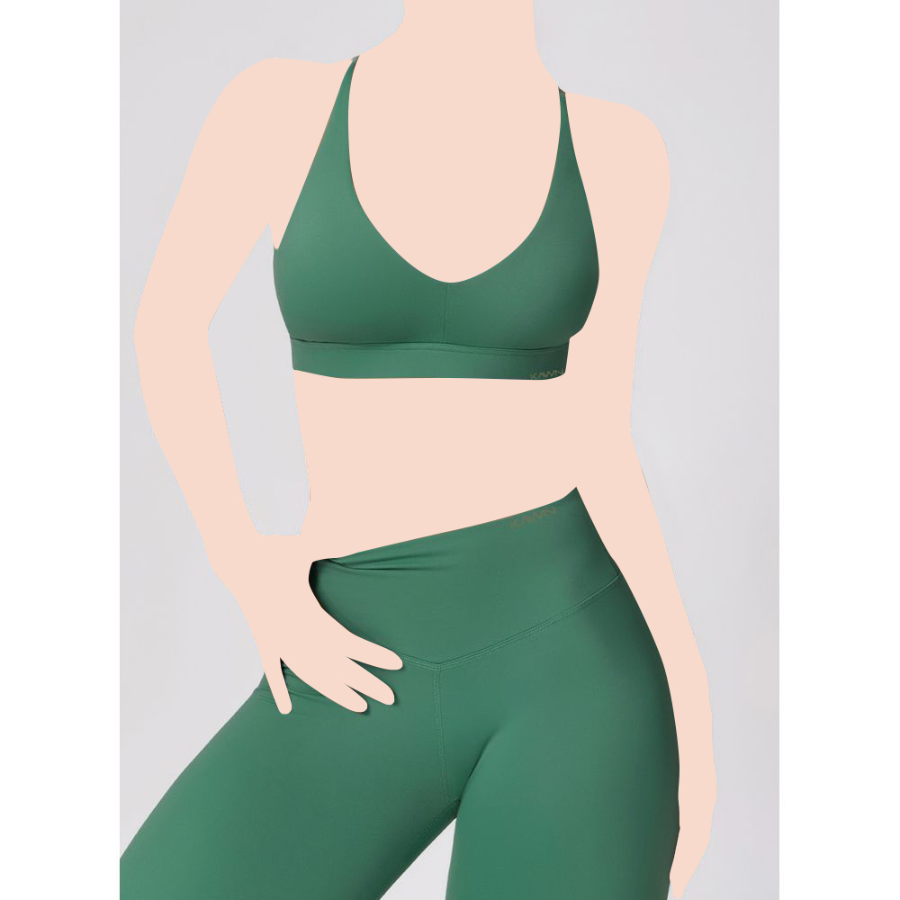 كون - ليقنز رياضي نسائي بخصر عالٍ وشد للبطن بدون خياطة - أخضر يشبه الجاد