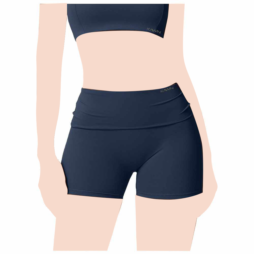 كون - شورت رياضي نسائي بخصر متوسط - أزرق