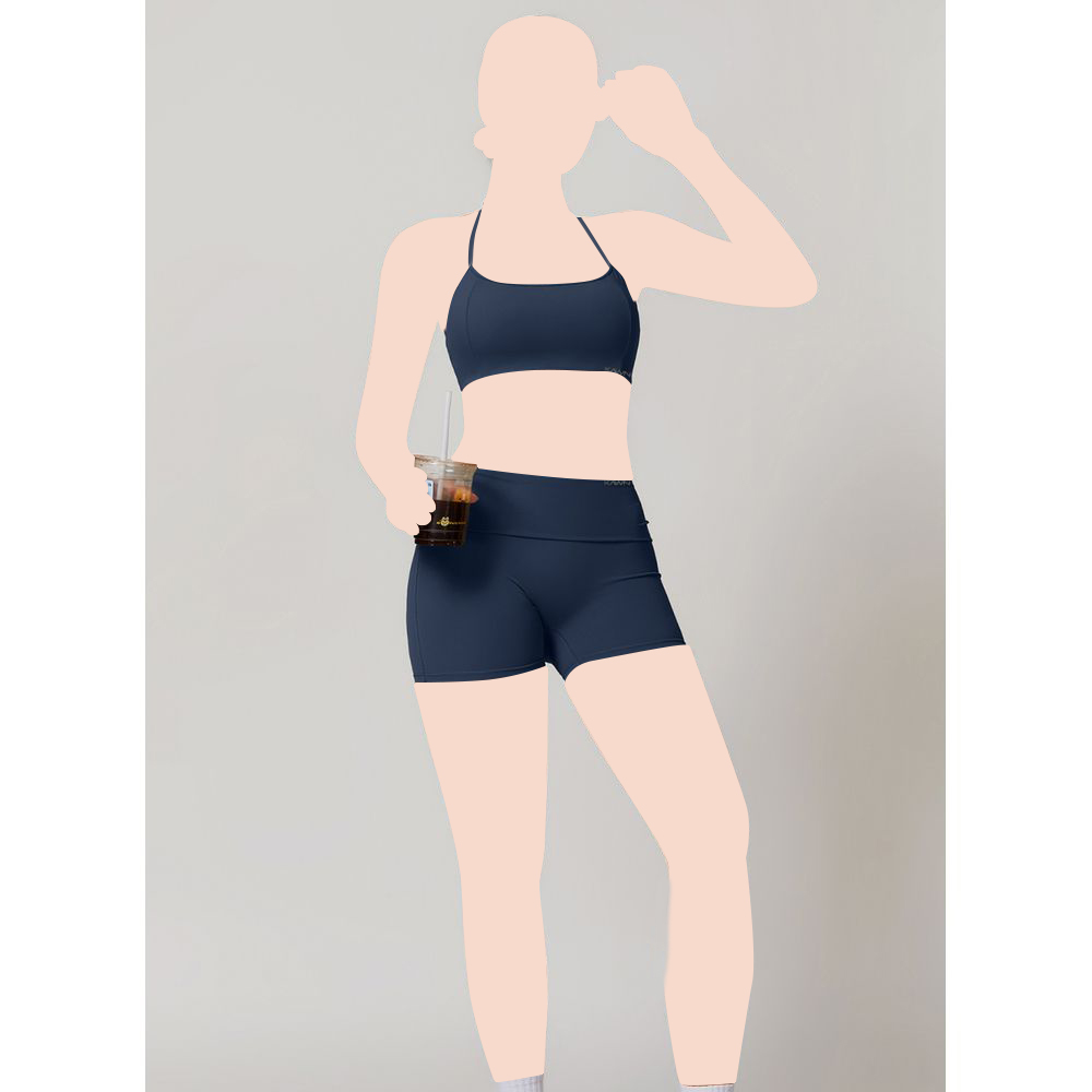 كون - شورت رياضي نسائي بخصر متوسط - أزرق