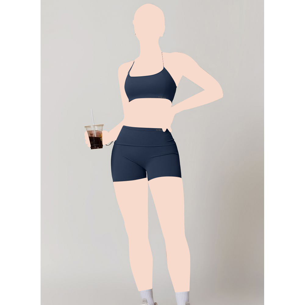 كون - شورت رياضي نسائي بخصر متوسط - أزرق