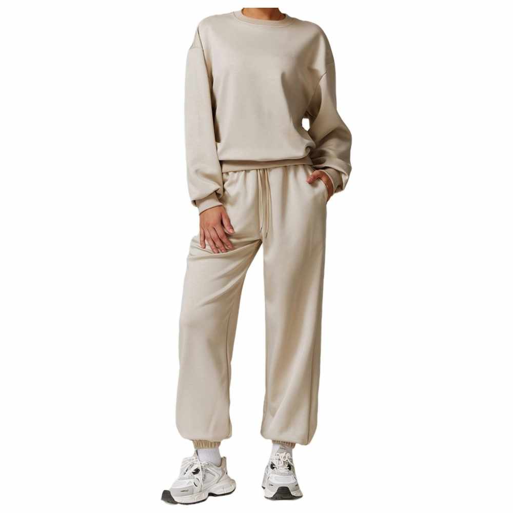 كون - بنطال رياضي نسائي بخصر متوسط - بيج