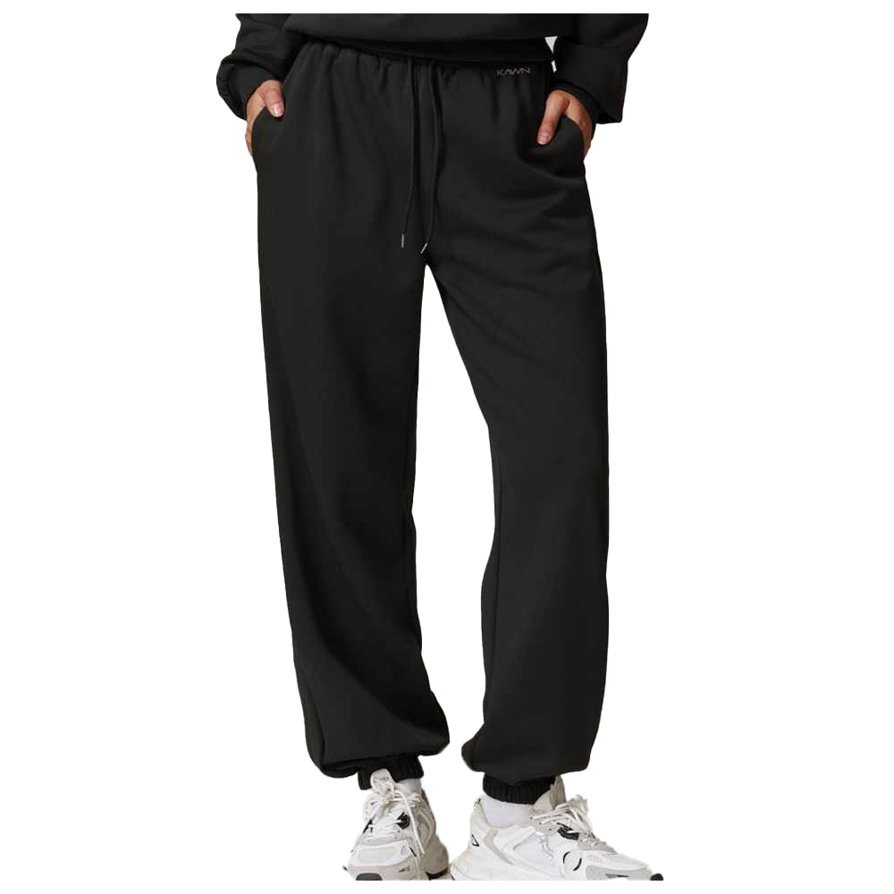 كون - بنطال رياضي نسائي بخصر متوسط - أسود