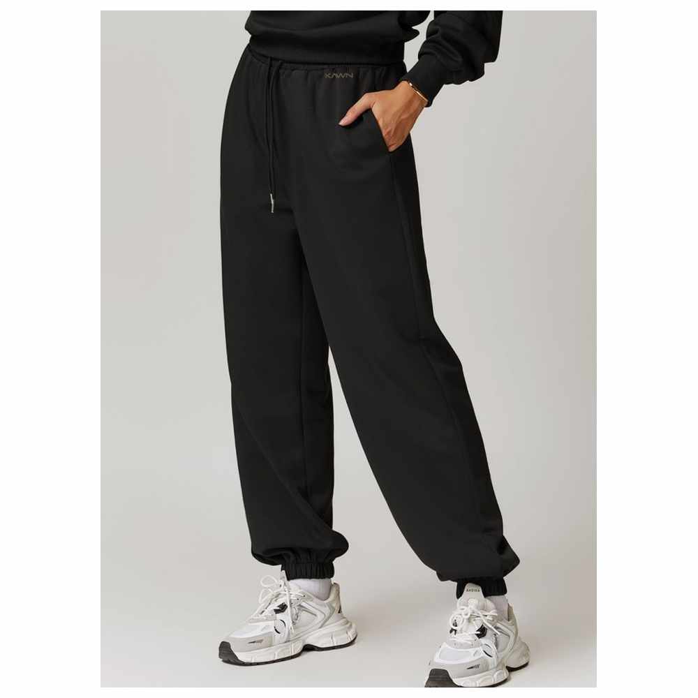 كون - بنطال رياضي نسائي بخصر متوسط - أسود