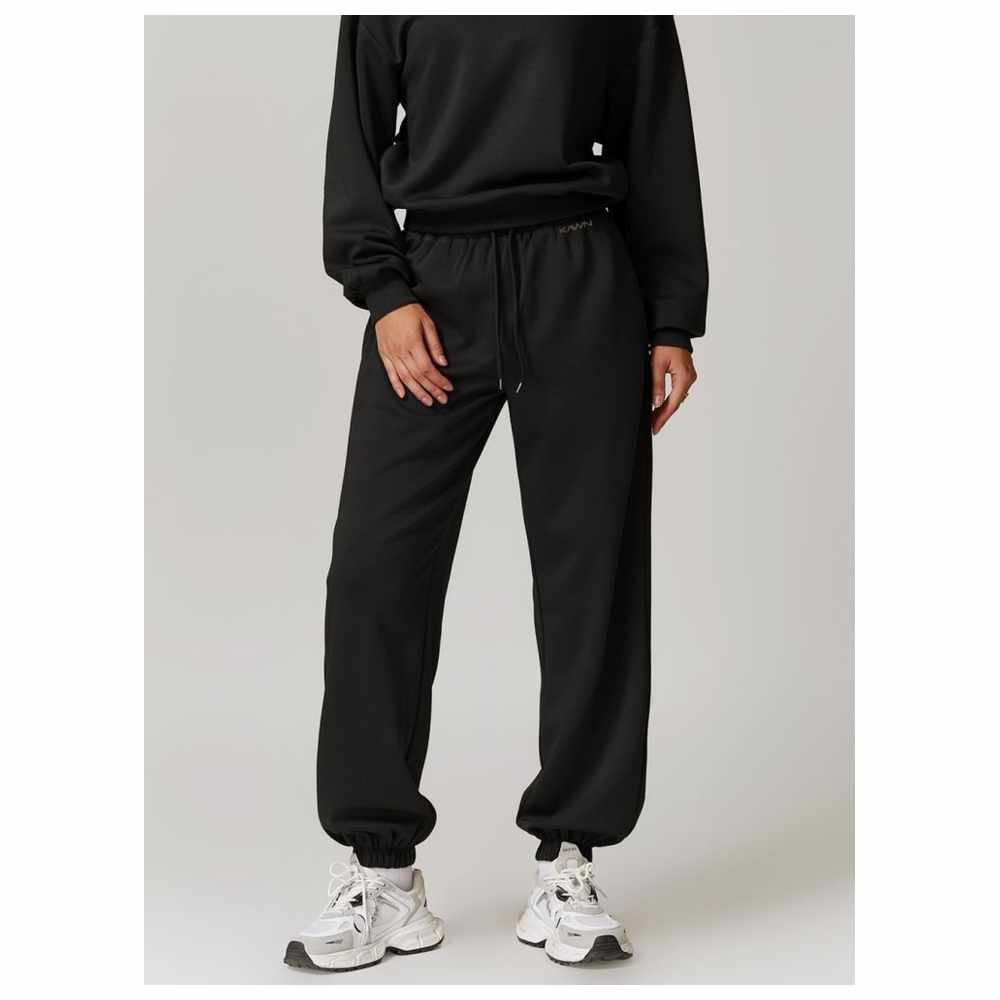 كون - بنطال رياضي نسائي بخصر متوسط - أسود