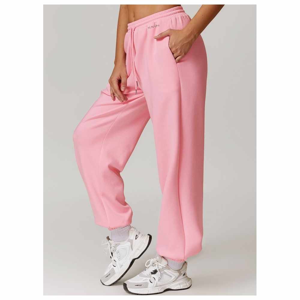 كون - بنطال رياضي نسائي بخصر متوسط - زهري