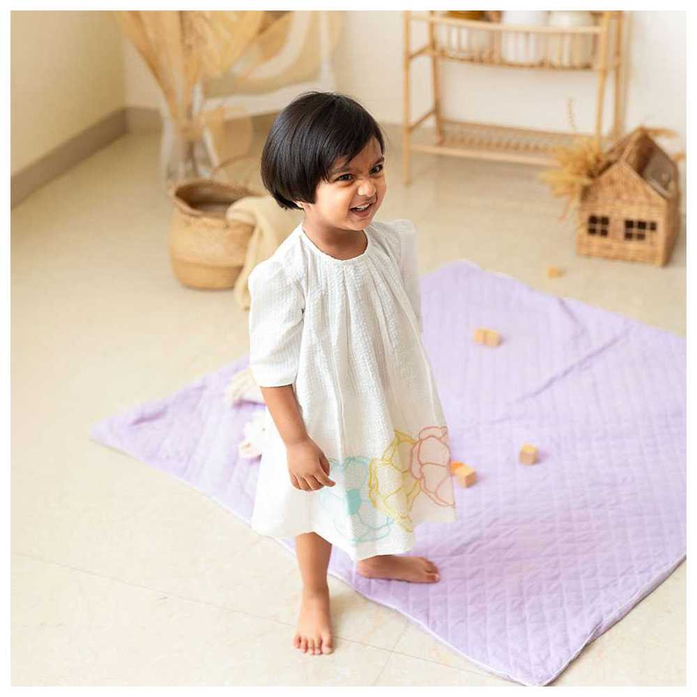 Keebee - Organic Cotton Floral Embroidered Dress - White