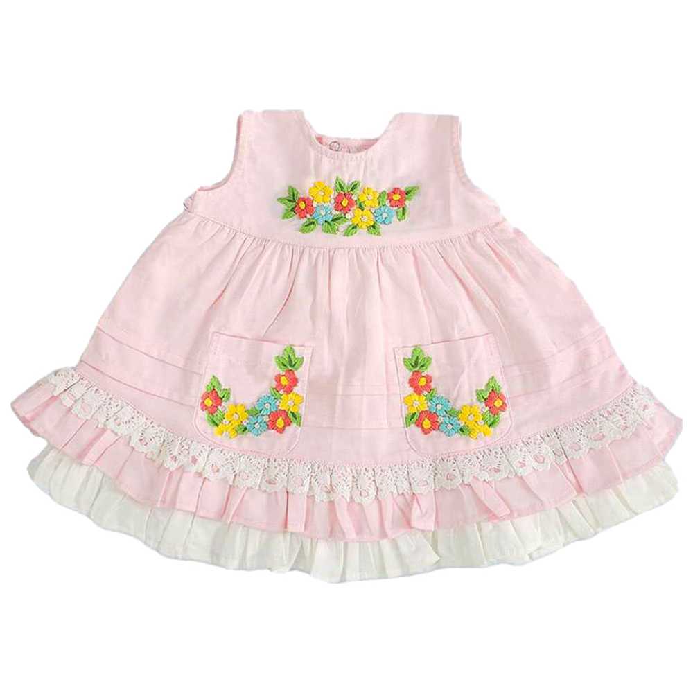 Keebee - Organic Cotton Floral Embroidered Peony Dress - Baby Pink