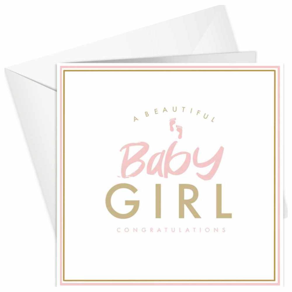 Share The Love - Gold Foil Greeting Card - Congratulations - Baby Girl