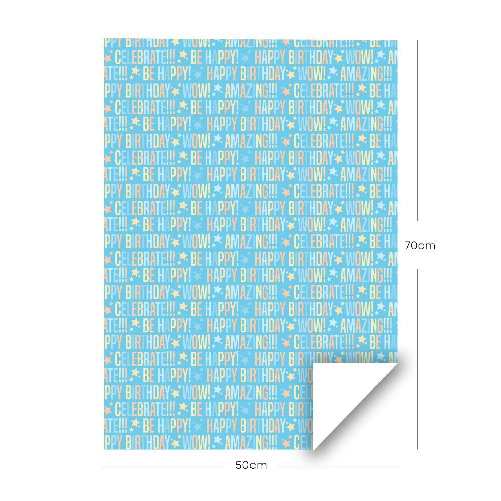 Share The Love - Gift Wrapping Paper Pack - Happy Birthday - Blue
