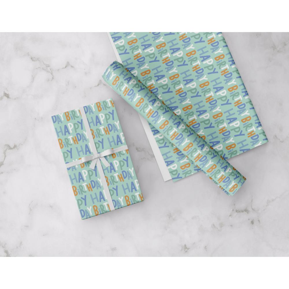 Share The Love - Gift Wrapping Paper Pack - Happy Birthday - Green