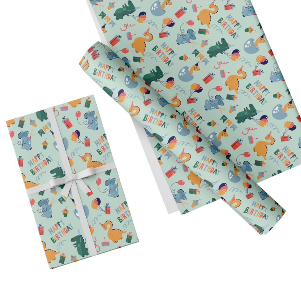 Share The Love - Gift Wrapping Paper Pack - DINO - GREEN