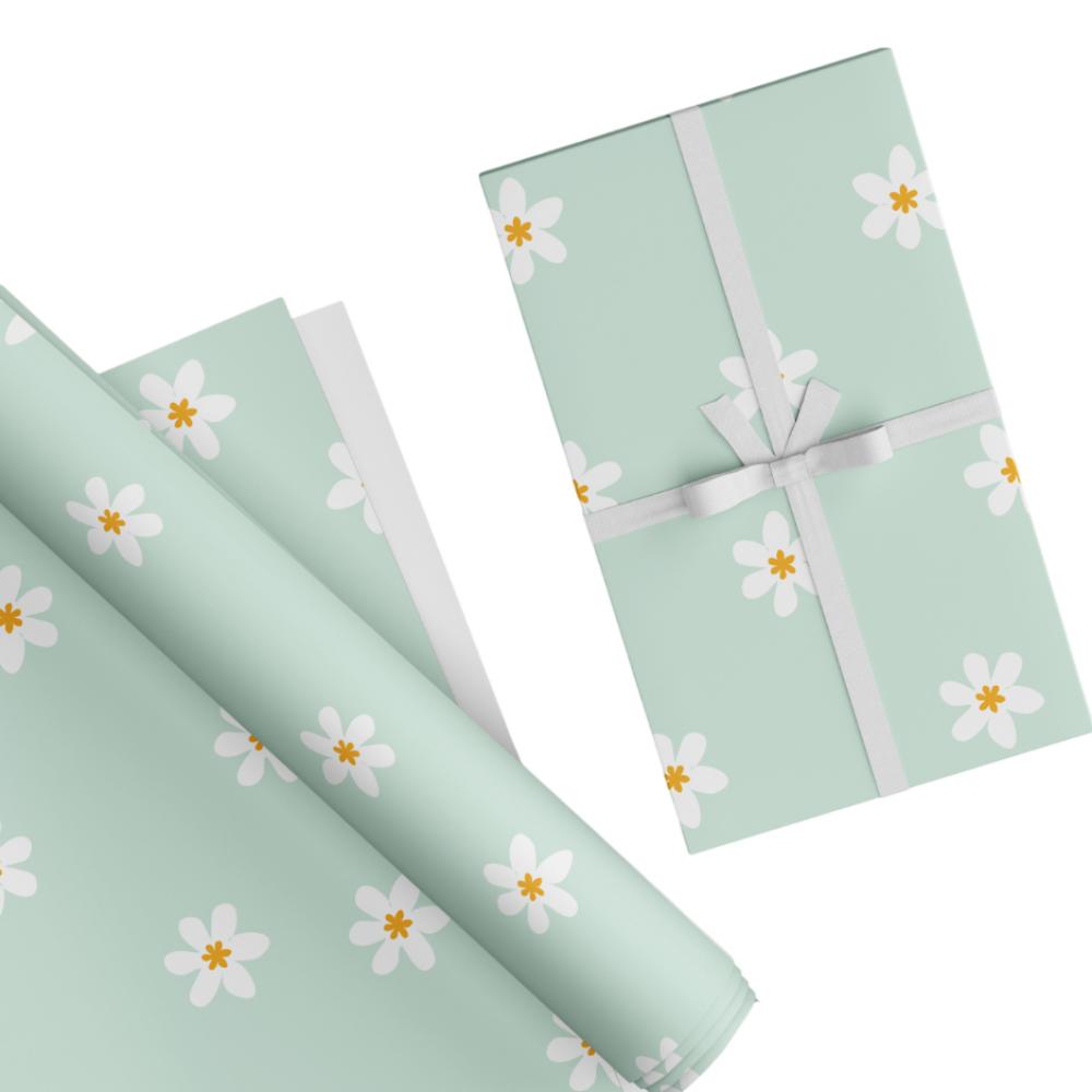 Share The Love - Gift Wrapping Paper Pack - Daisy - Mint Green