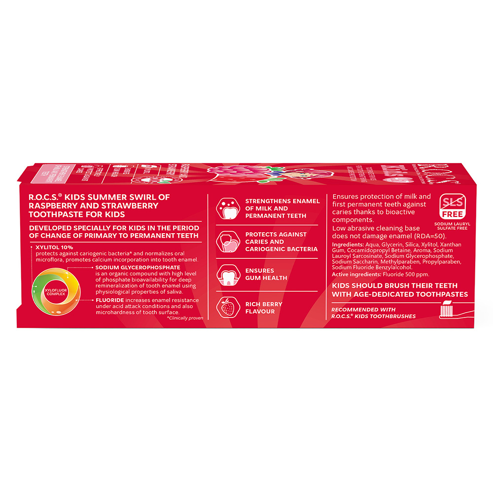 روكس - معجون أسنان للأطفال - توت العليق والفراولة - 45 جم