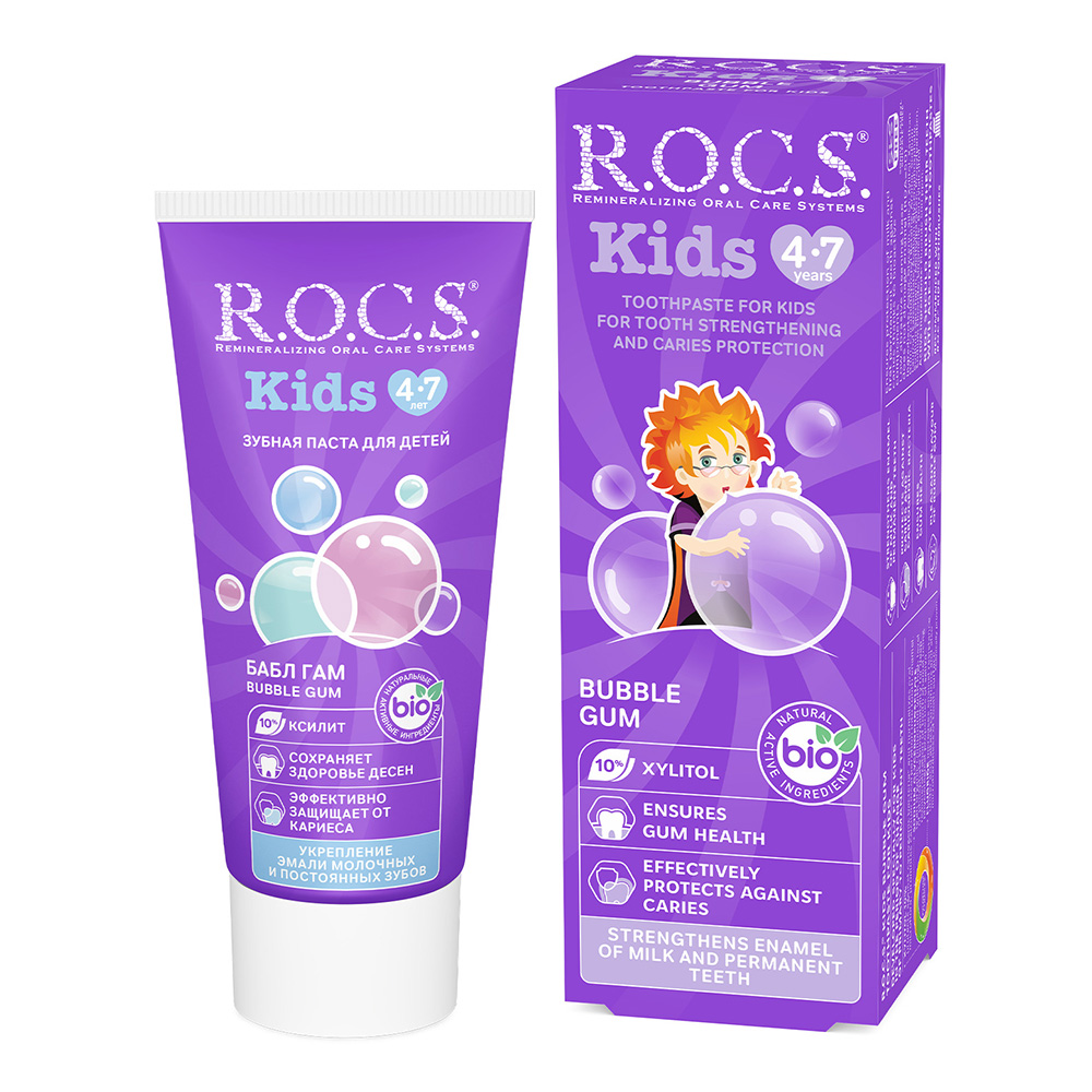 Rocs - Kids Toothpaste - Bubble Gum - 45 gm