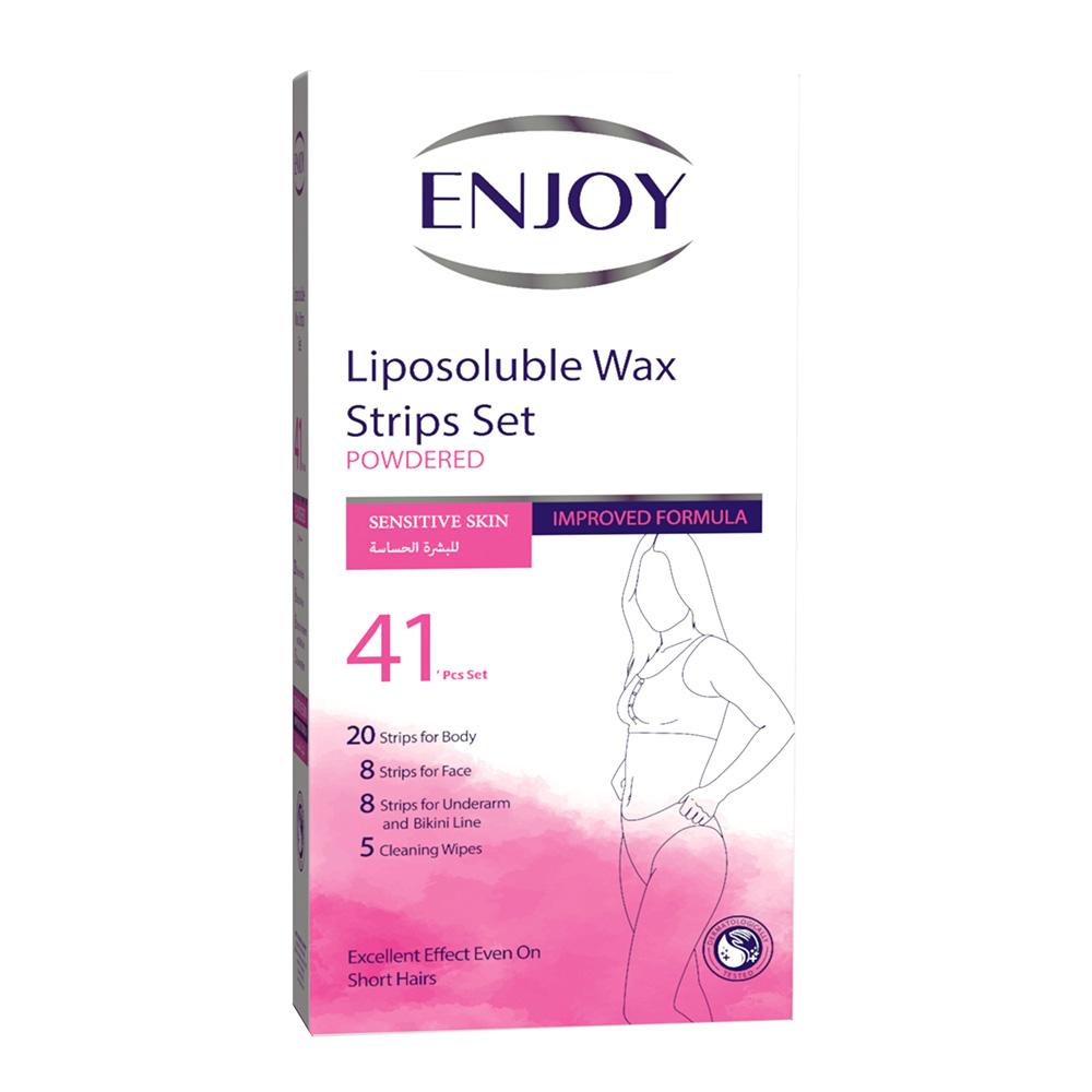 Enjoy - Liposoluble Wax Strips Set For Sensitive Skin - Powdered - 41 Pcs