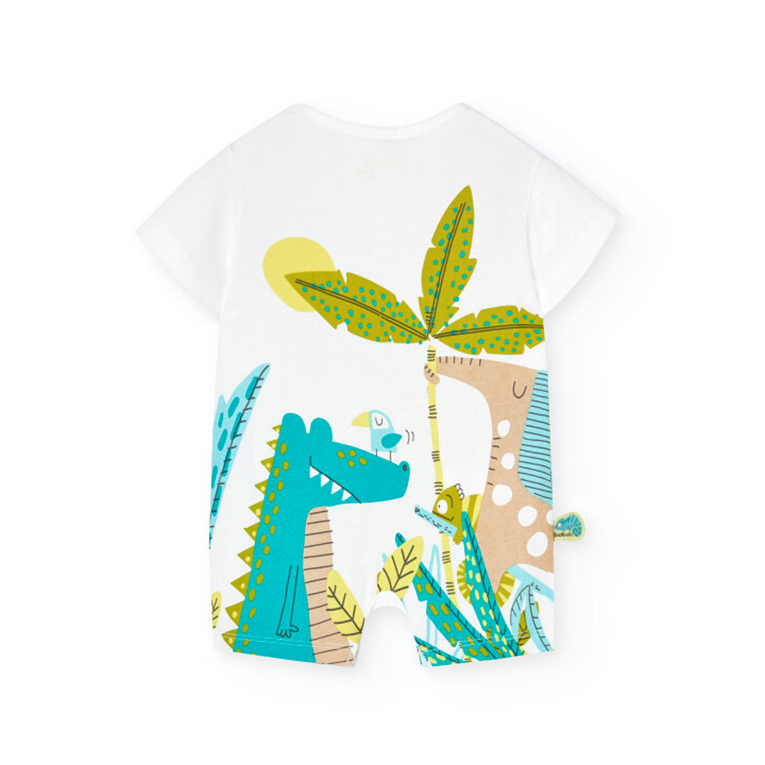 Boboli - Baby Boy's Jungle Time Printed Knitted Romper - White