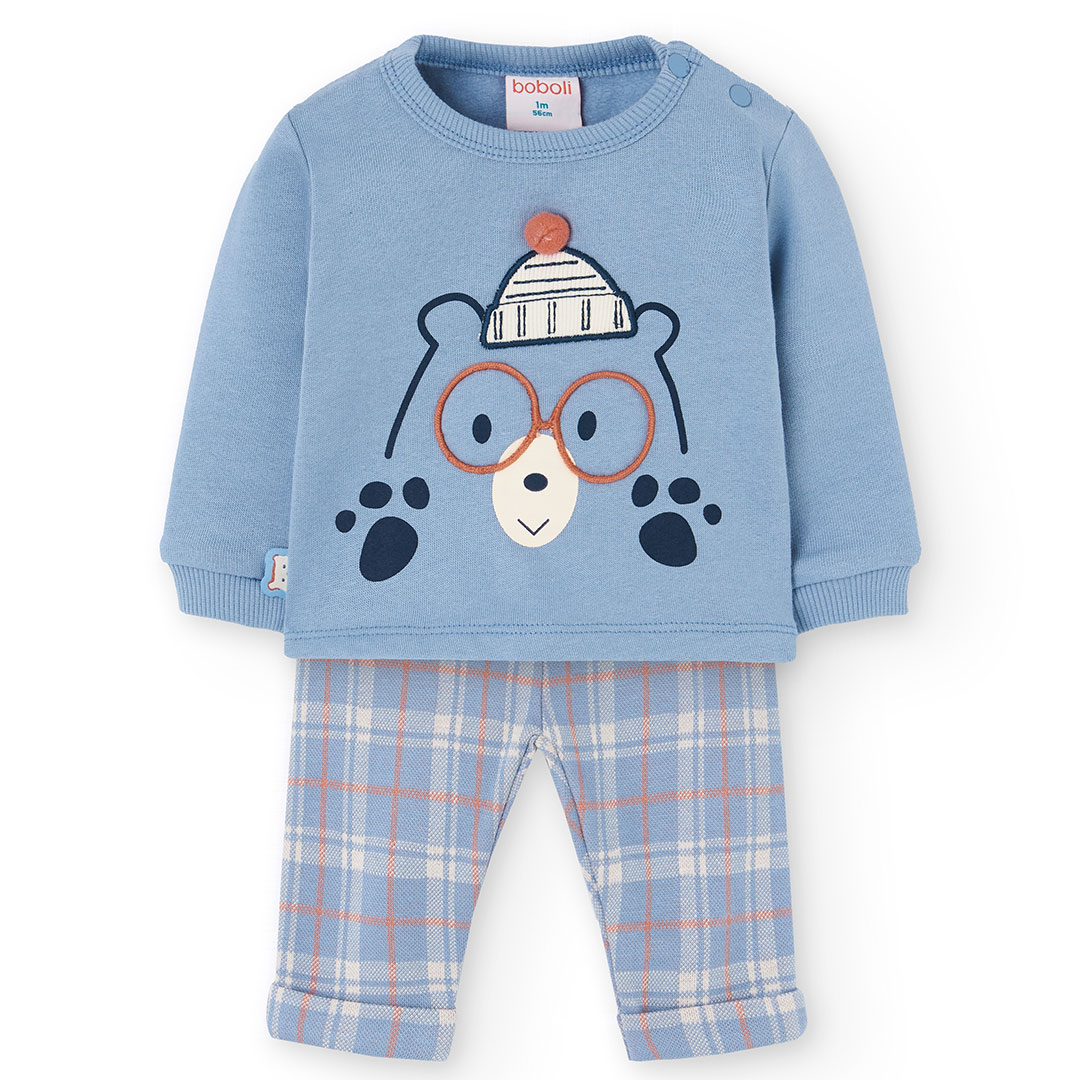 Boboli - 2pc- Set - Baby Girl's Animal Printed Knitted Jumper & Leggings - Blue