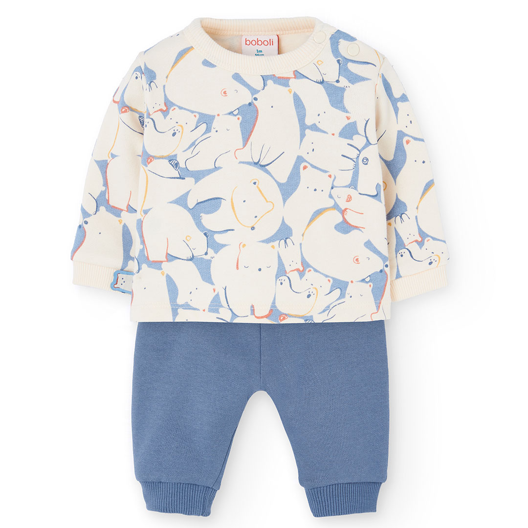 Boboli - 2pc- Set - Baby Girl's Animal Printed Knitted Jumper & Trousers - Blue