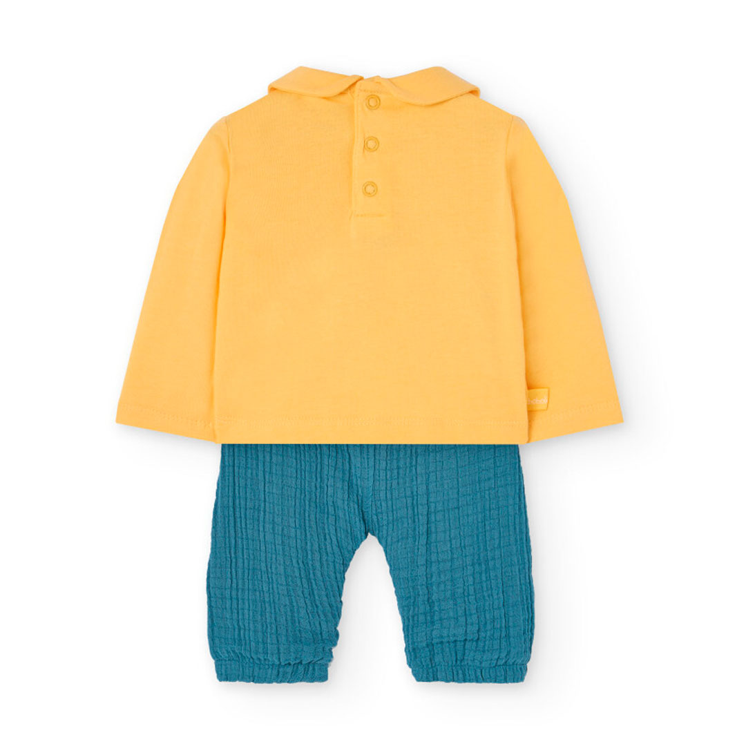 Boboli - 2pc-Set - Baby Girl's Rainbow Printed Knitted T-Shirt & Trousers - Yellow