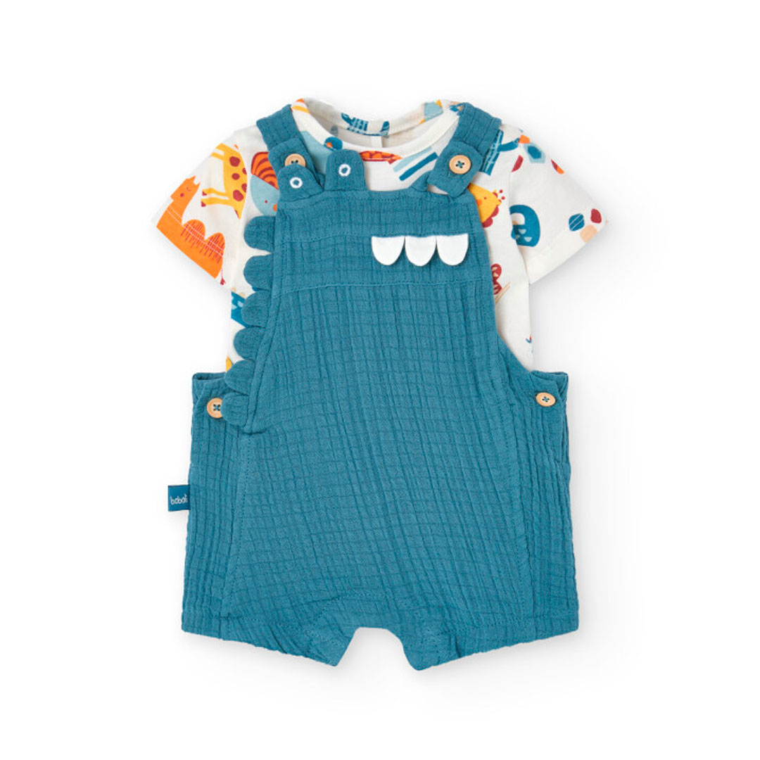 Boboli - 2pc-Set - Baby Girl's Knitted T-Shirt & Dungarees