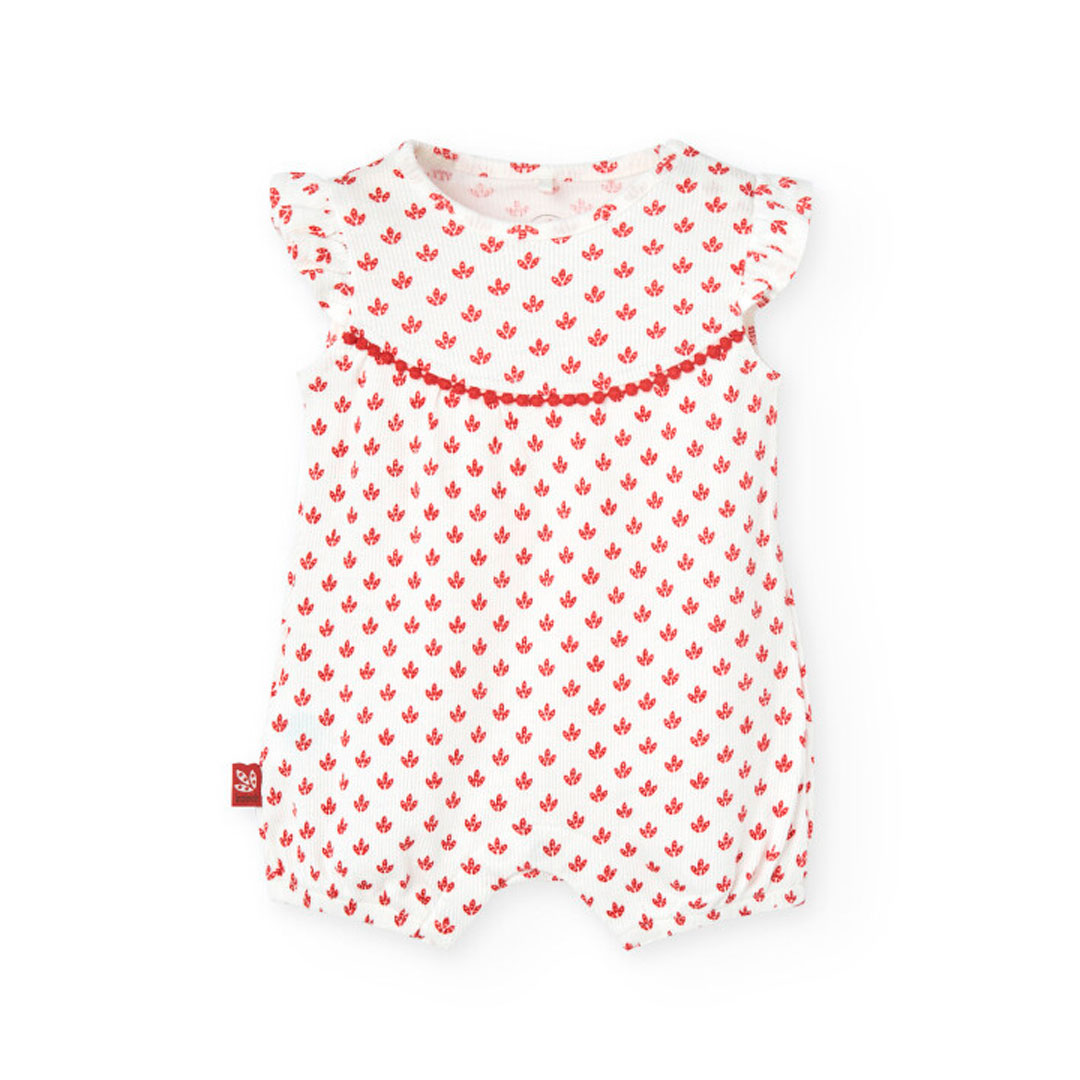 Boboli - Baby Girl's Floral Printed Knitted Romper - White/Red